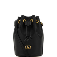 Valentino Garavani VLogo Signature Mini Leather Bucket Bag - Black