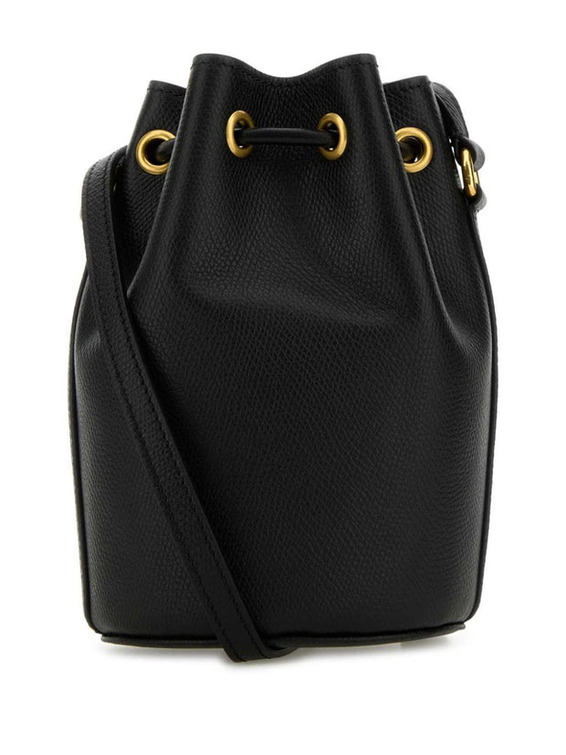 Valentino Garavani VLogo Signature Mini Leather Bucket Bag - Black