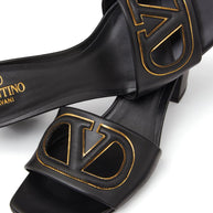 Valentino Garavani VLogo Cut-Out Leather Mules - Black