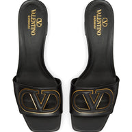 Valentino Garavani VLogo Cut-Out Leather Mules - Black