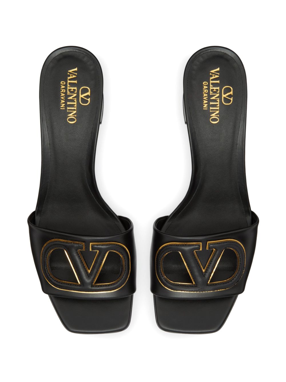 Valentino Garavani VLogo Cut-Out Leather Mules - Black