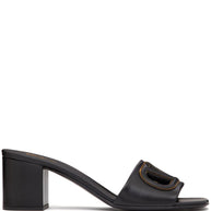 Valentino Garavani VLogo Cut-Out Leather Mules - Black