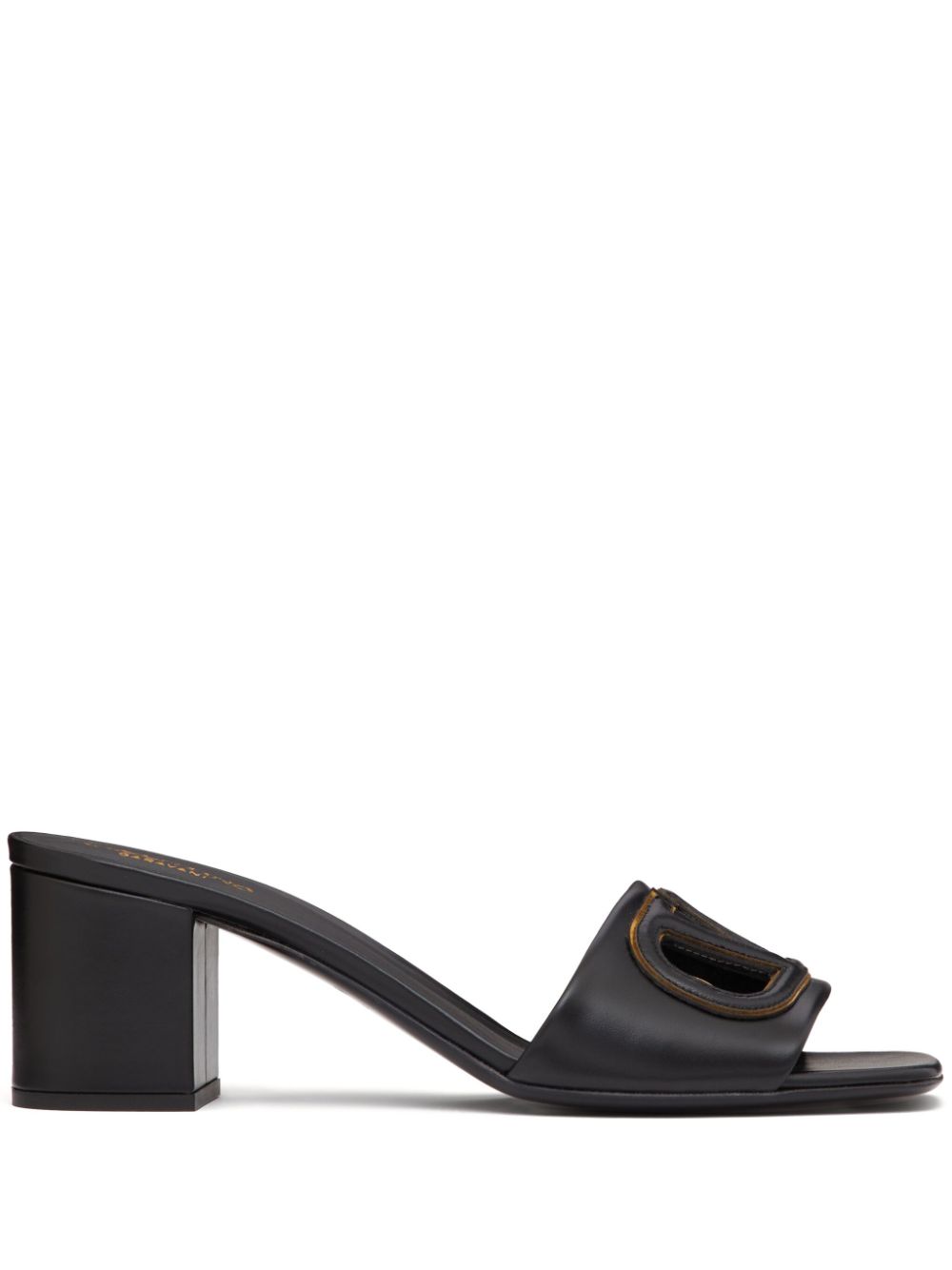 Valentino Garavani VLogo Cut-Out Leather Mules - Black