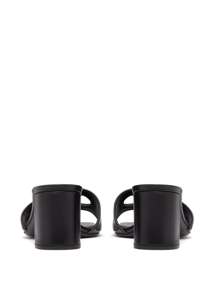 Valentino Garavani VLogo Cut-Out Leather Mules - Black