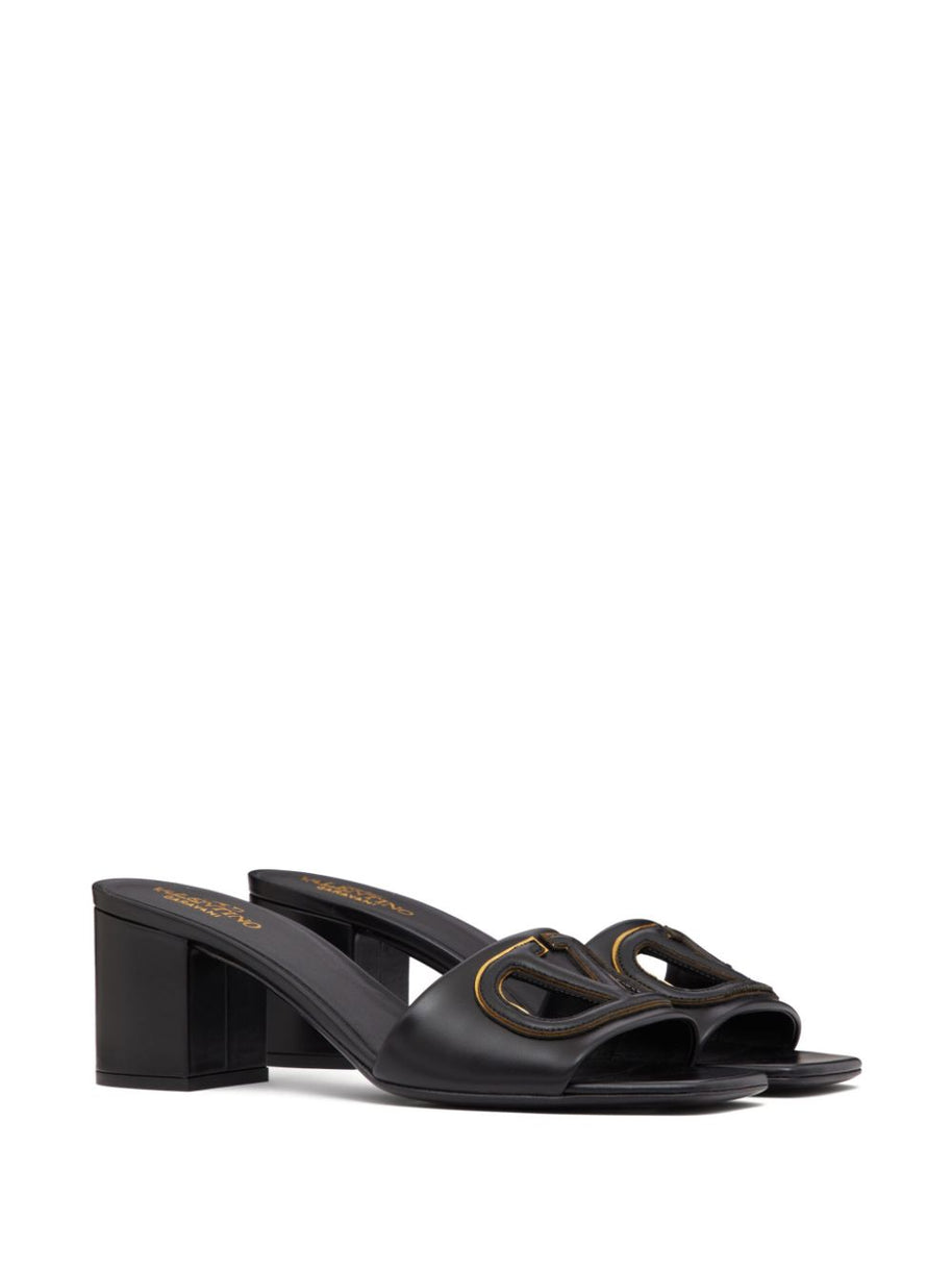 Valentino Garavani VLogo Cut-Out Leather Mules - Black