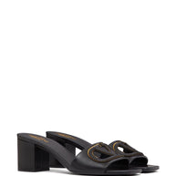 Valentino Garavani VLogo Cut-Out Leather Mules - Black