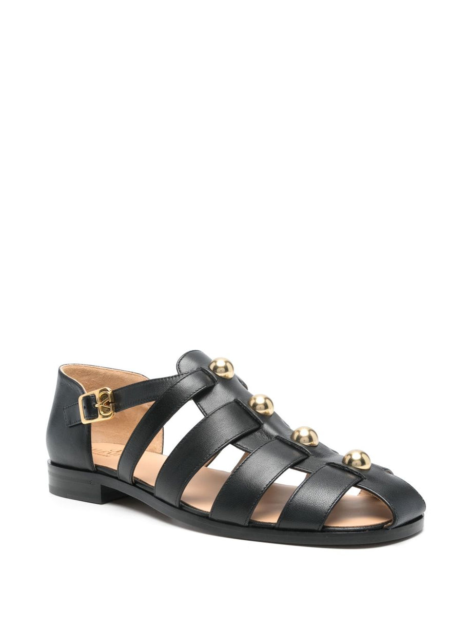 Valentino Garavani Studshield Leather Sandals - Black