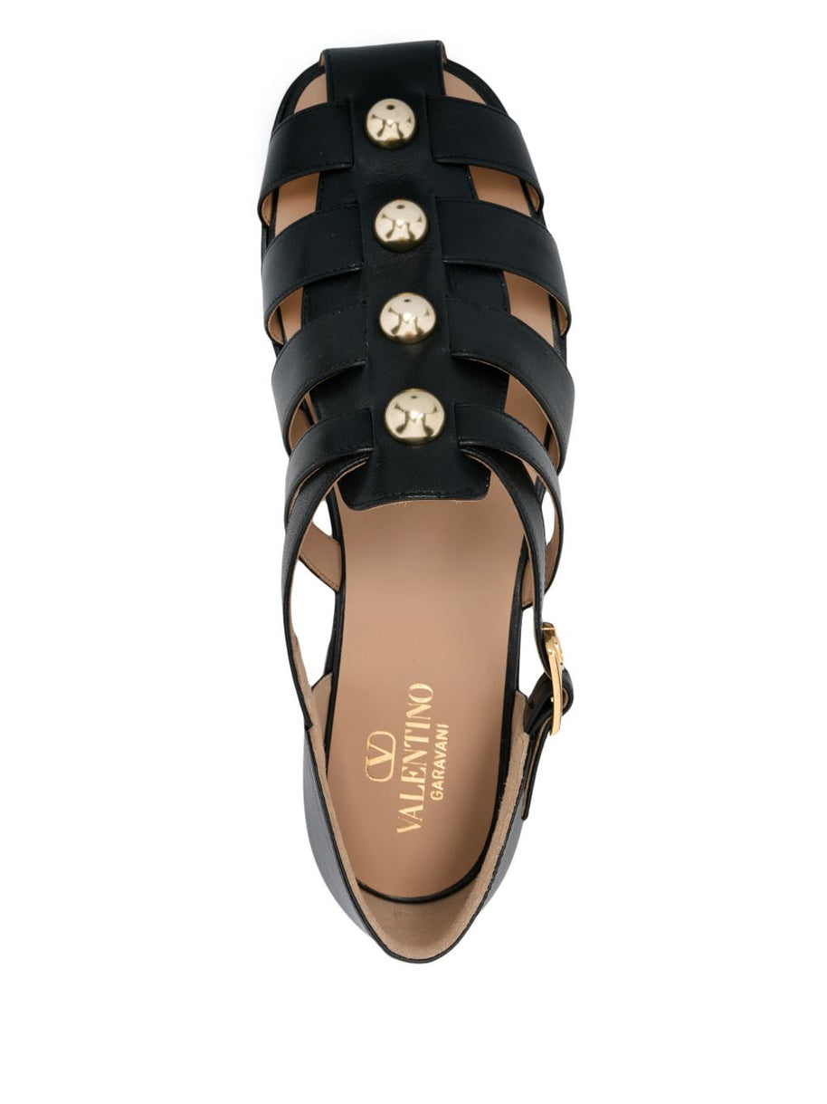 Valentino Garavani Studshield Leather Sandals - Black