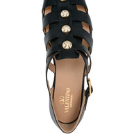 Valentino Garavani Studshield Leather Sandals - Black