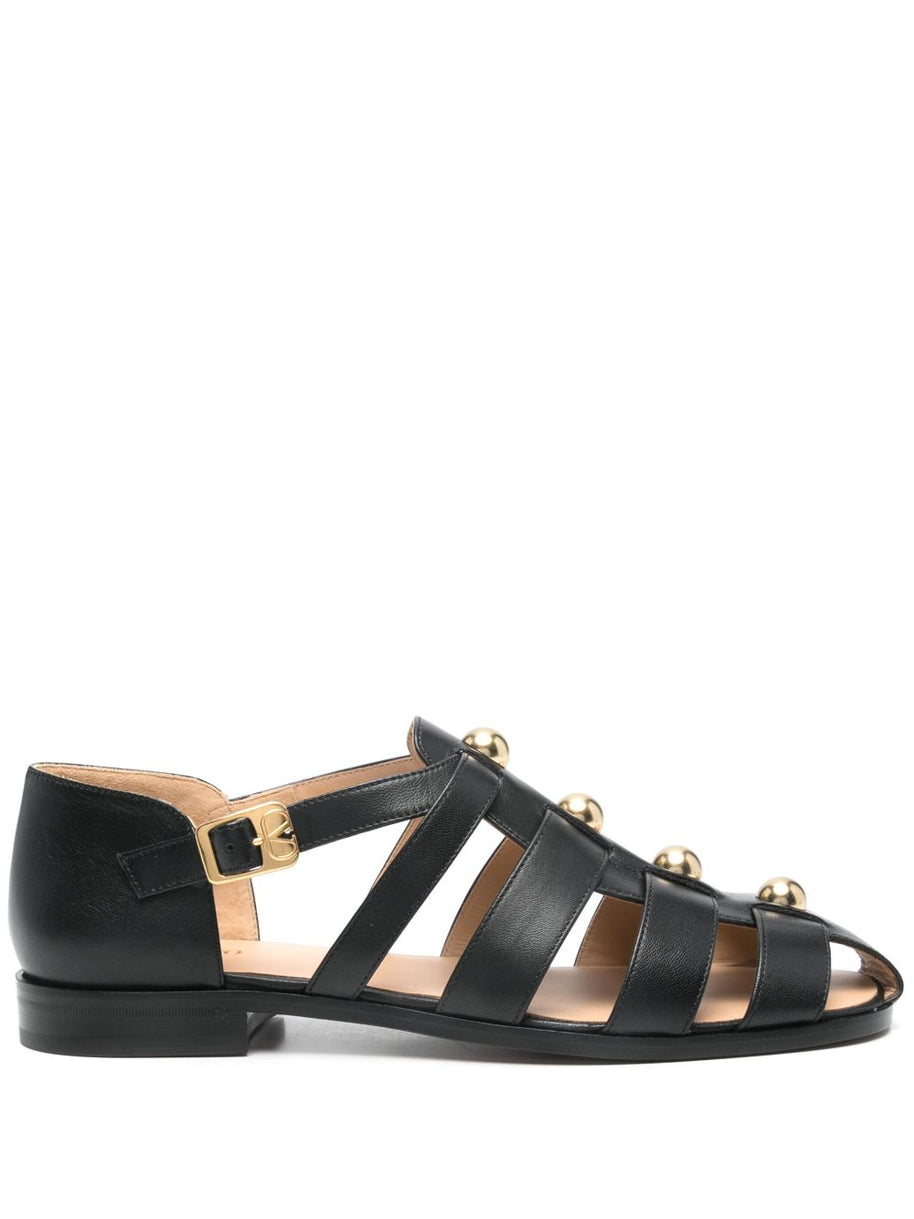 Valentino Garavani Studshield Leather Sandals - Black