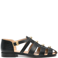 Valentino Garavani Studshield Leather Sandals - Black