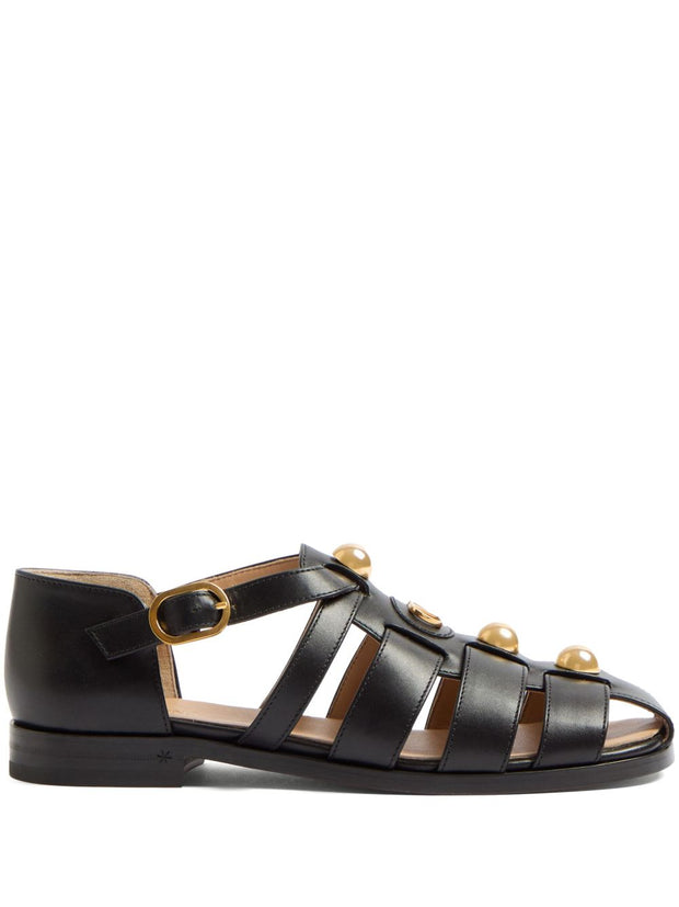 Valentino Garavani VLogo Signature Leather Sandals - Black