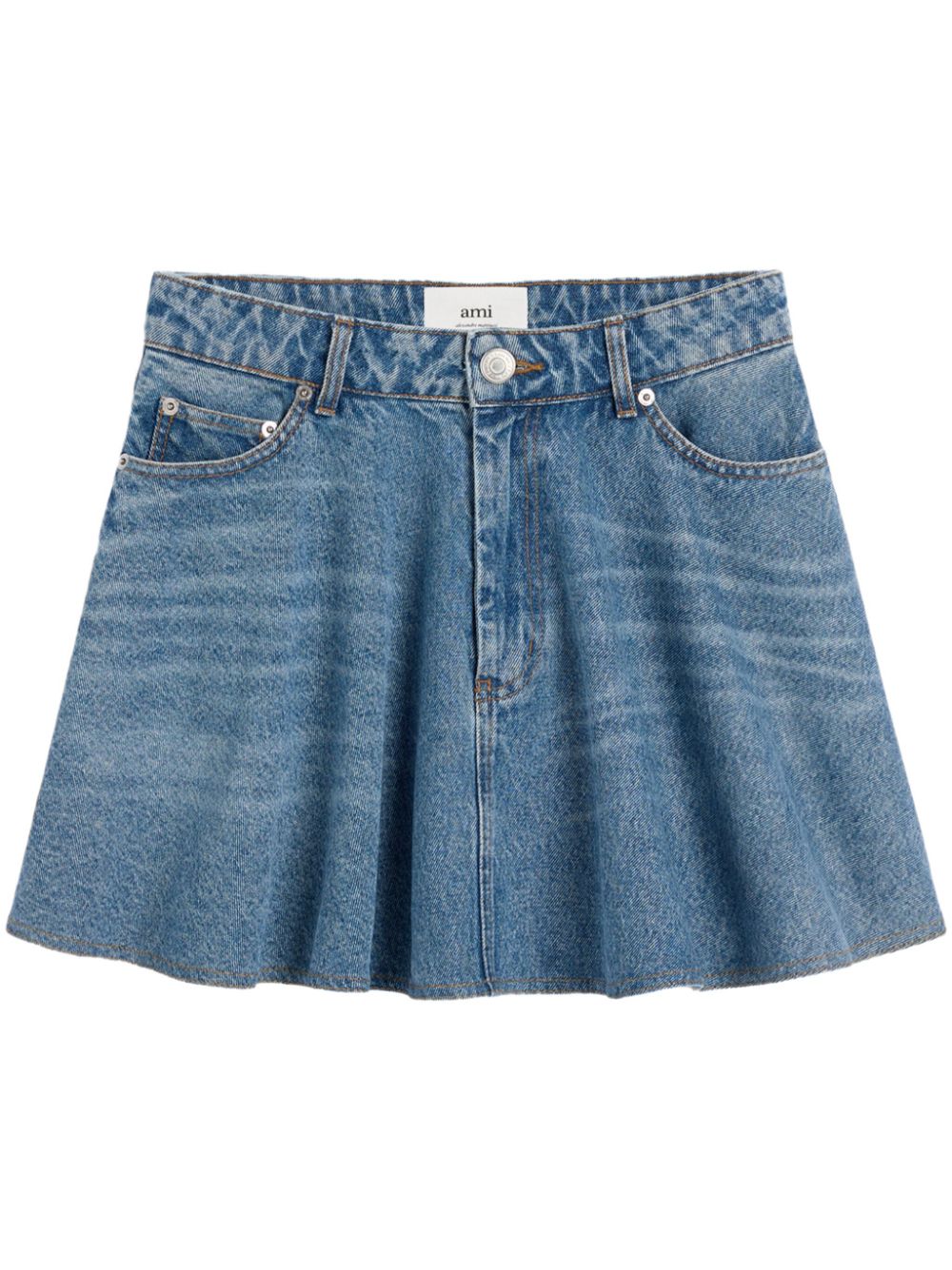 Ami Paris Denim Mini Skirt Clear Blue