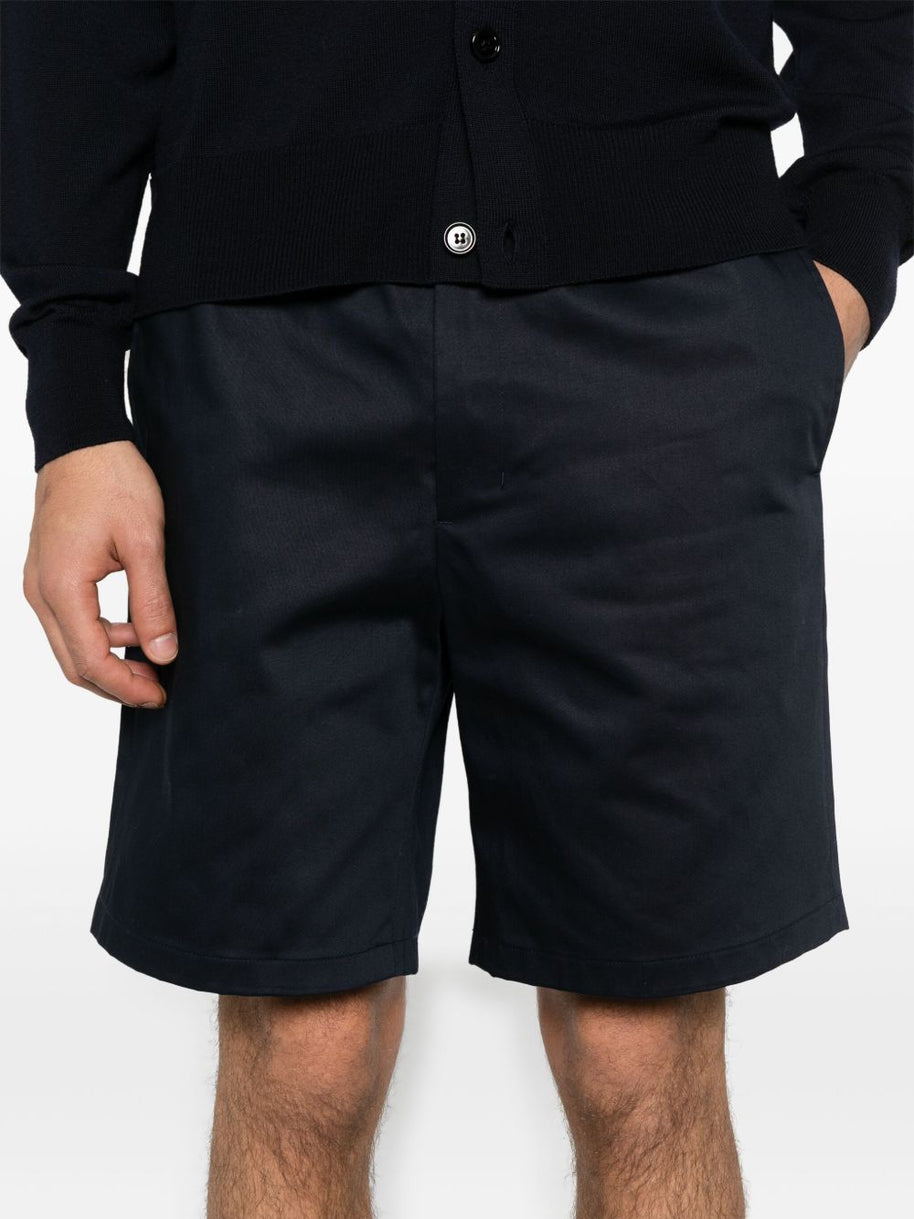 Ami Paris Cotton Blend Elasticated Waist Shorts Blue
