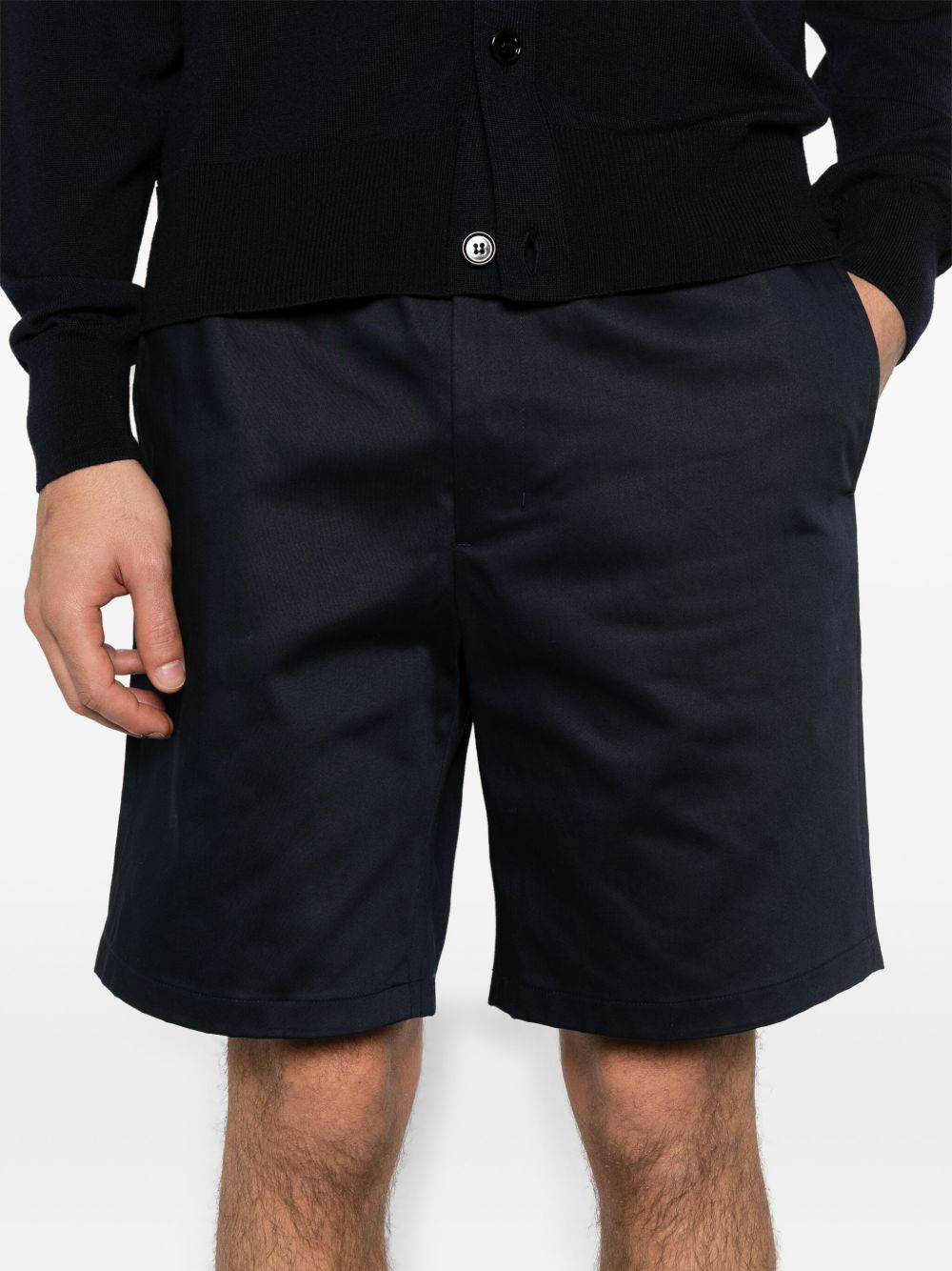Ami Paris Cotton Blend Elasticated Waist Shorts Blue