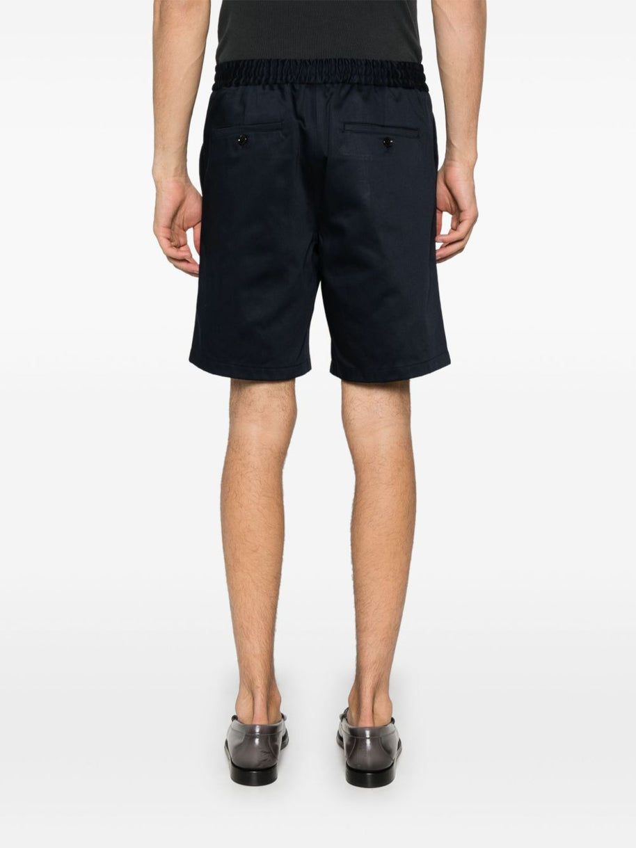 Ami Paris Cotton Blend Elasticated Waist Shorts Blue