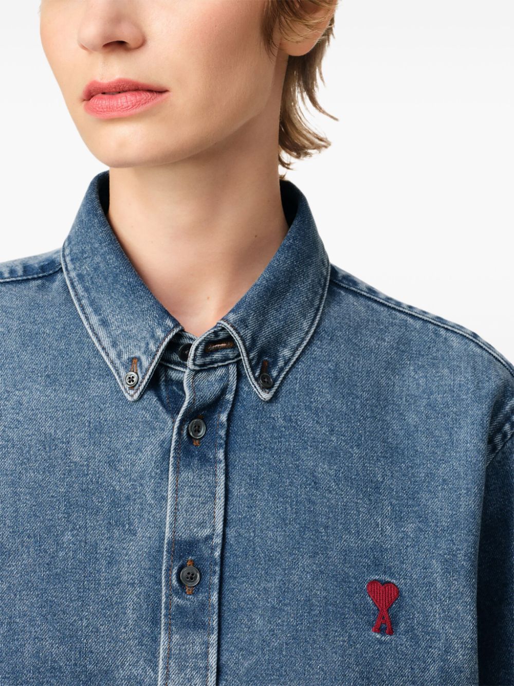 Ami Paris Denim Shirt Clear Blue