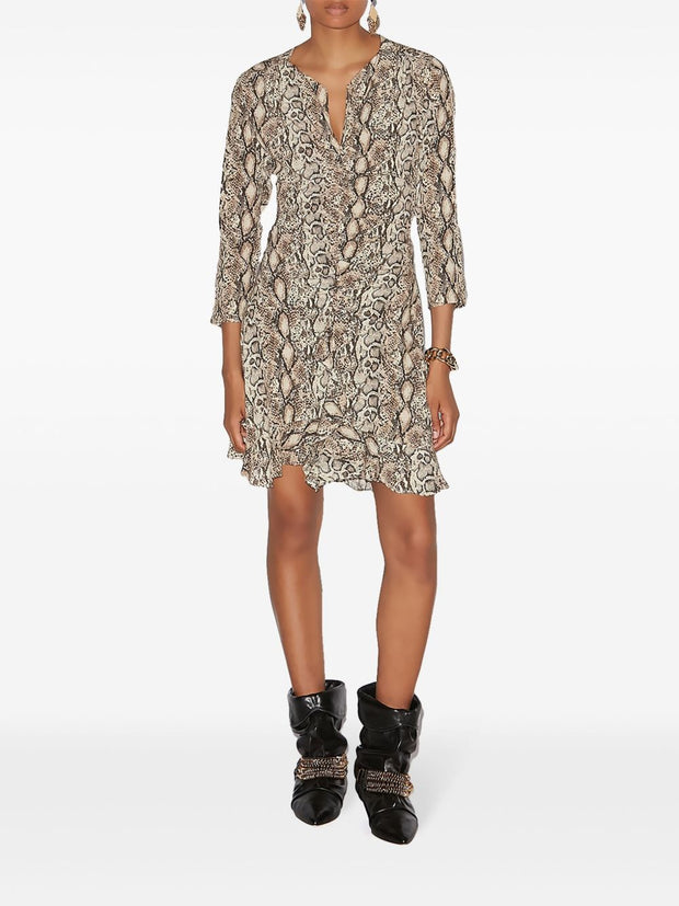 Isabel Marant Octavia Printed Mini Dress - Beige