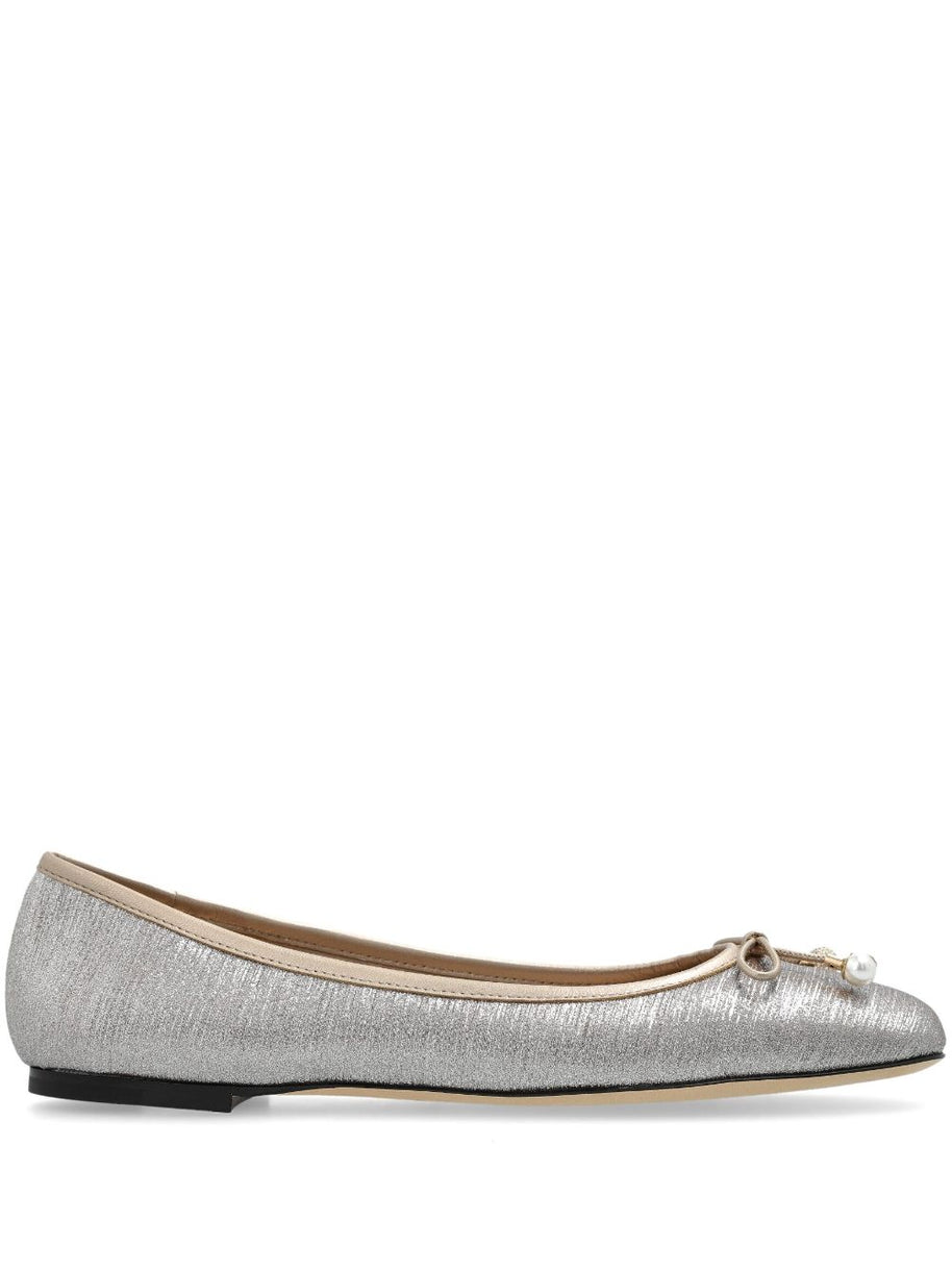 Jimmy Choo Elme Ballet Flats In Silver