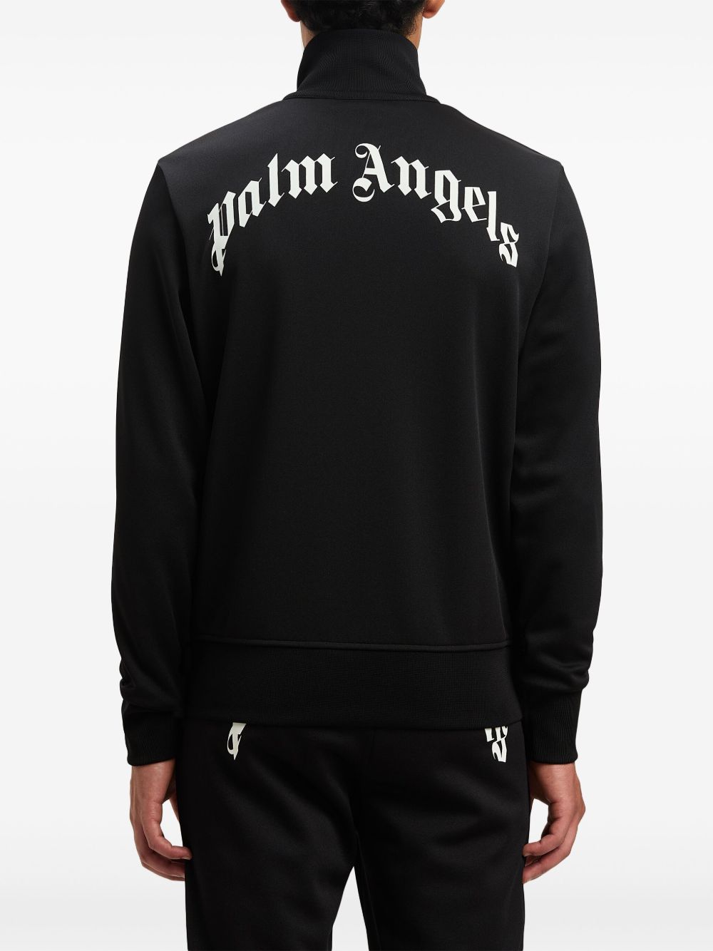 Palm Angels Zip-up Logo Print Jacket Black