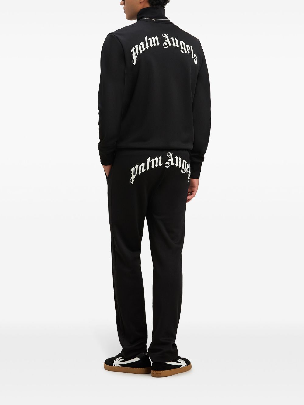 Palm Angels Zip-up Logo Print Jacket Black