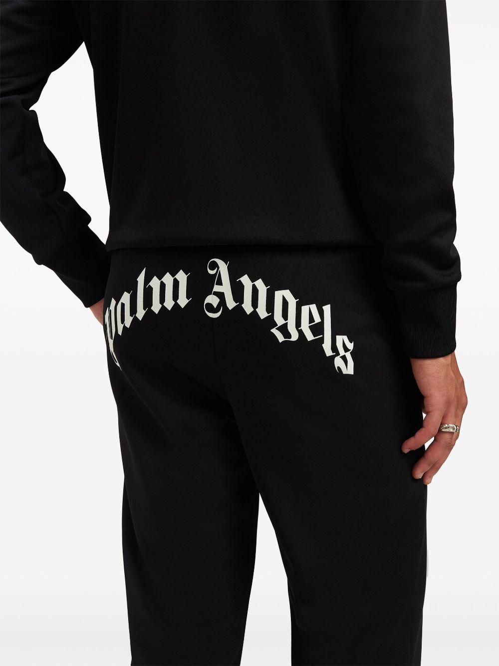 Palm Angels Logo Print Trousers Black