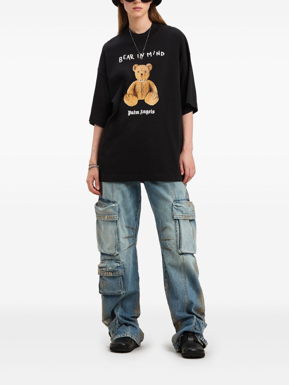 Palm Angels Bear Print T-shirt Black