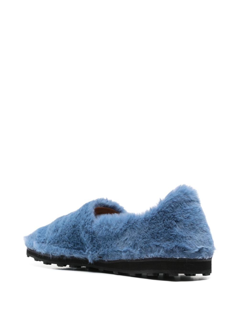 Marni Blue Slip On Loafers In Faux Fur