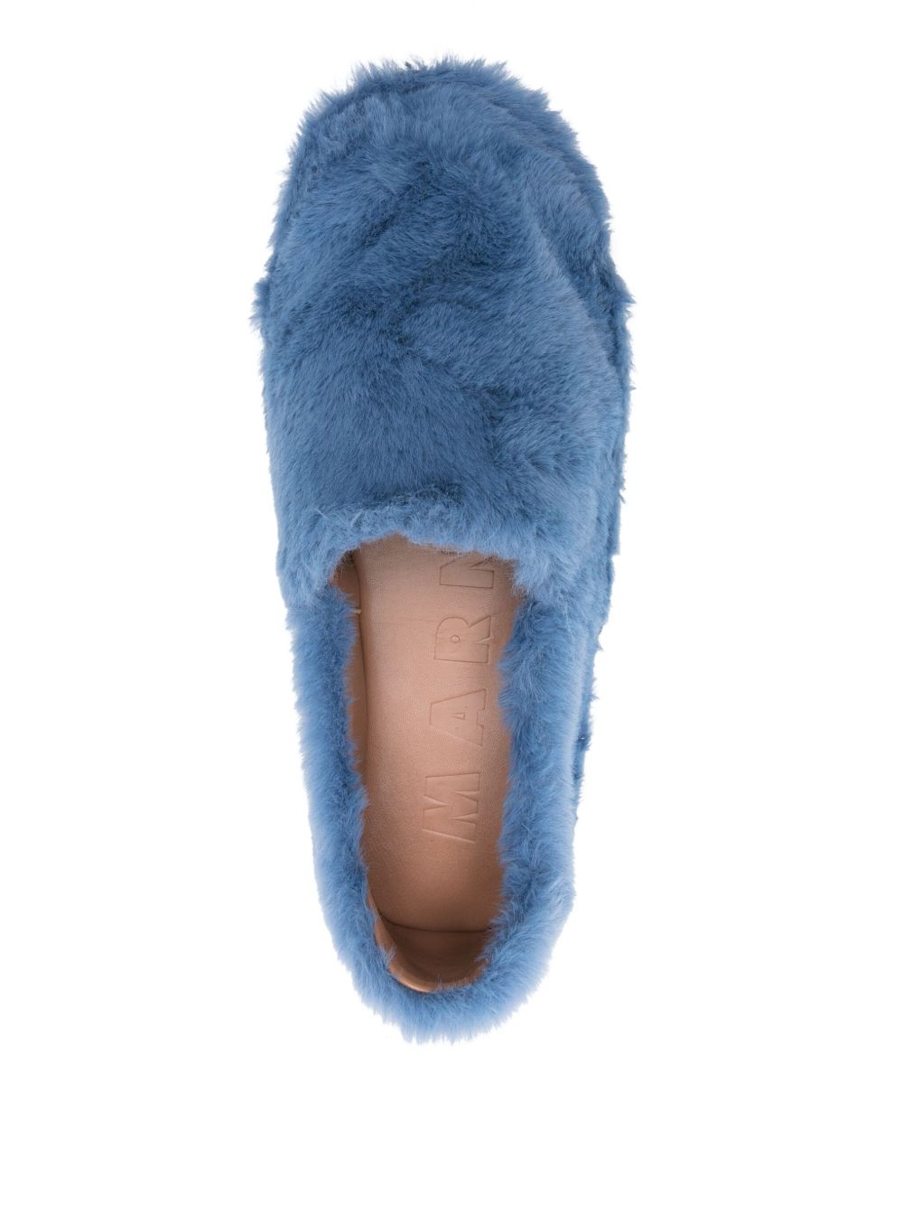 Marni Blue Slip On Loafers In Faux Fur