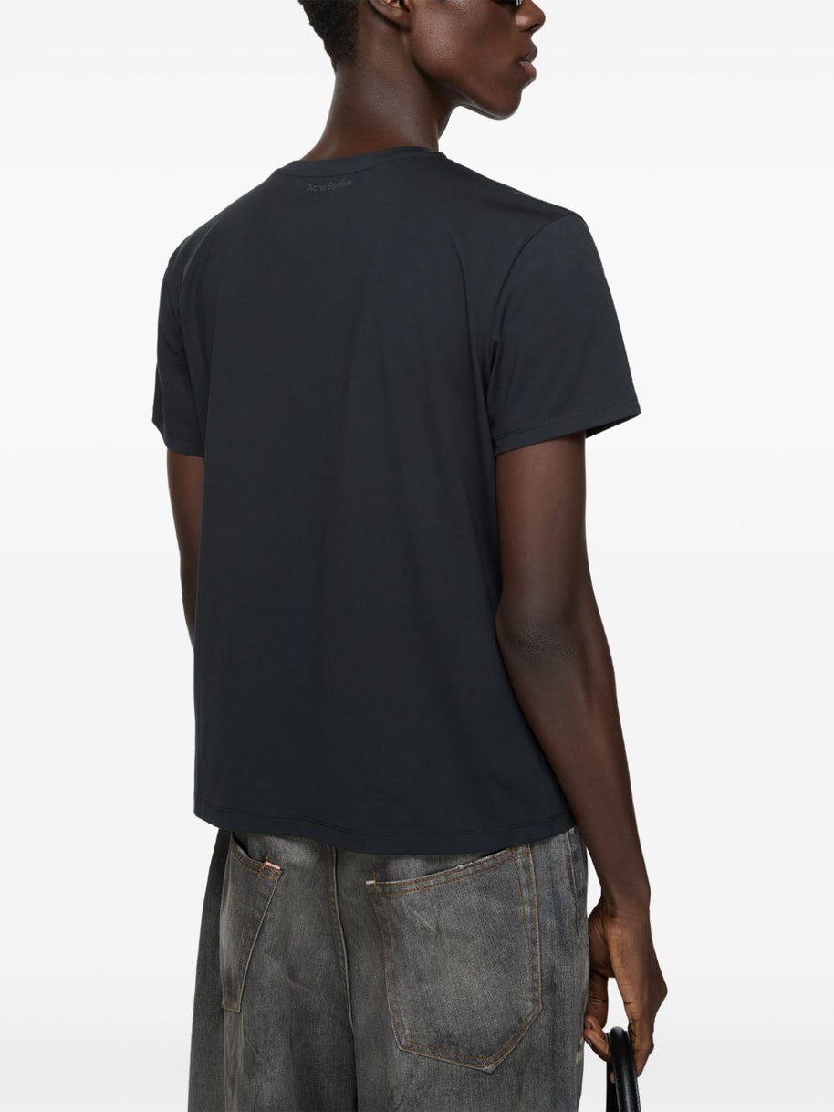 Acne Cotton Face Logo T-shirt In Black