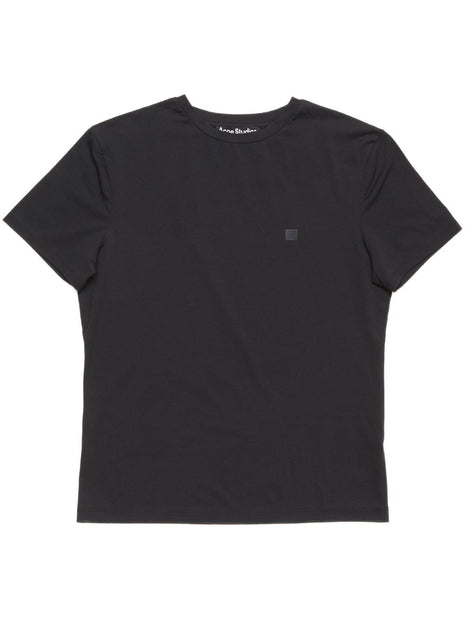 Acne Cotton Face Logo T-shirt In Black