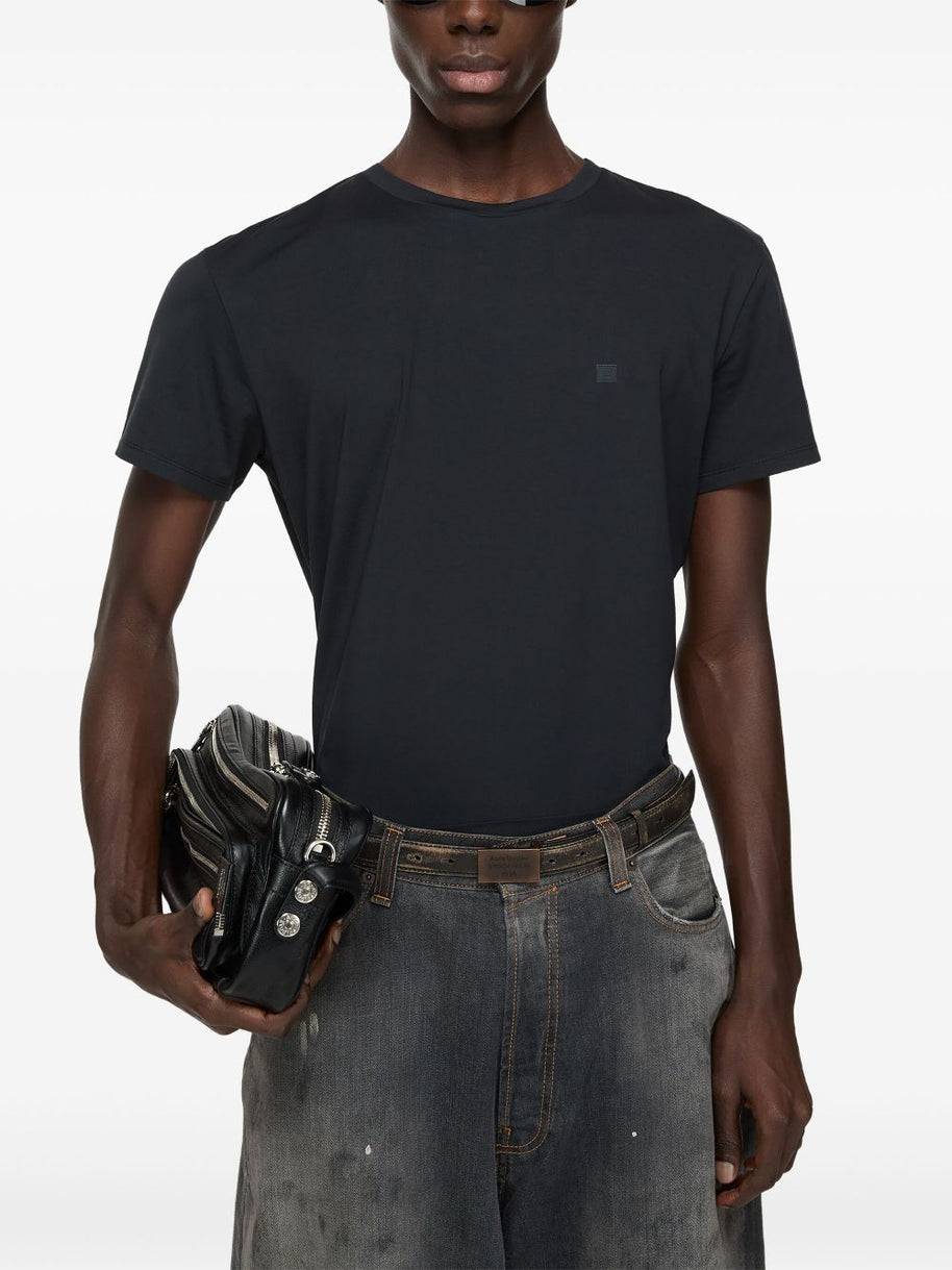 Acne Cotton Face Logo T-shirt In Black