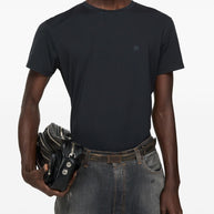 Acne Cotton Face Logo T-shirt In Black