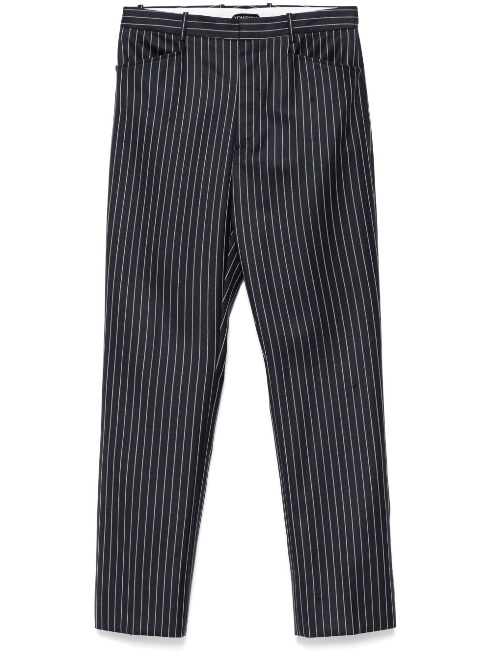 Tom Ford Pinstripe Trousers In Blue