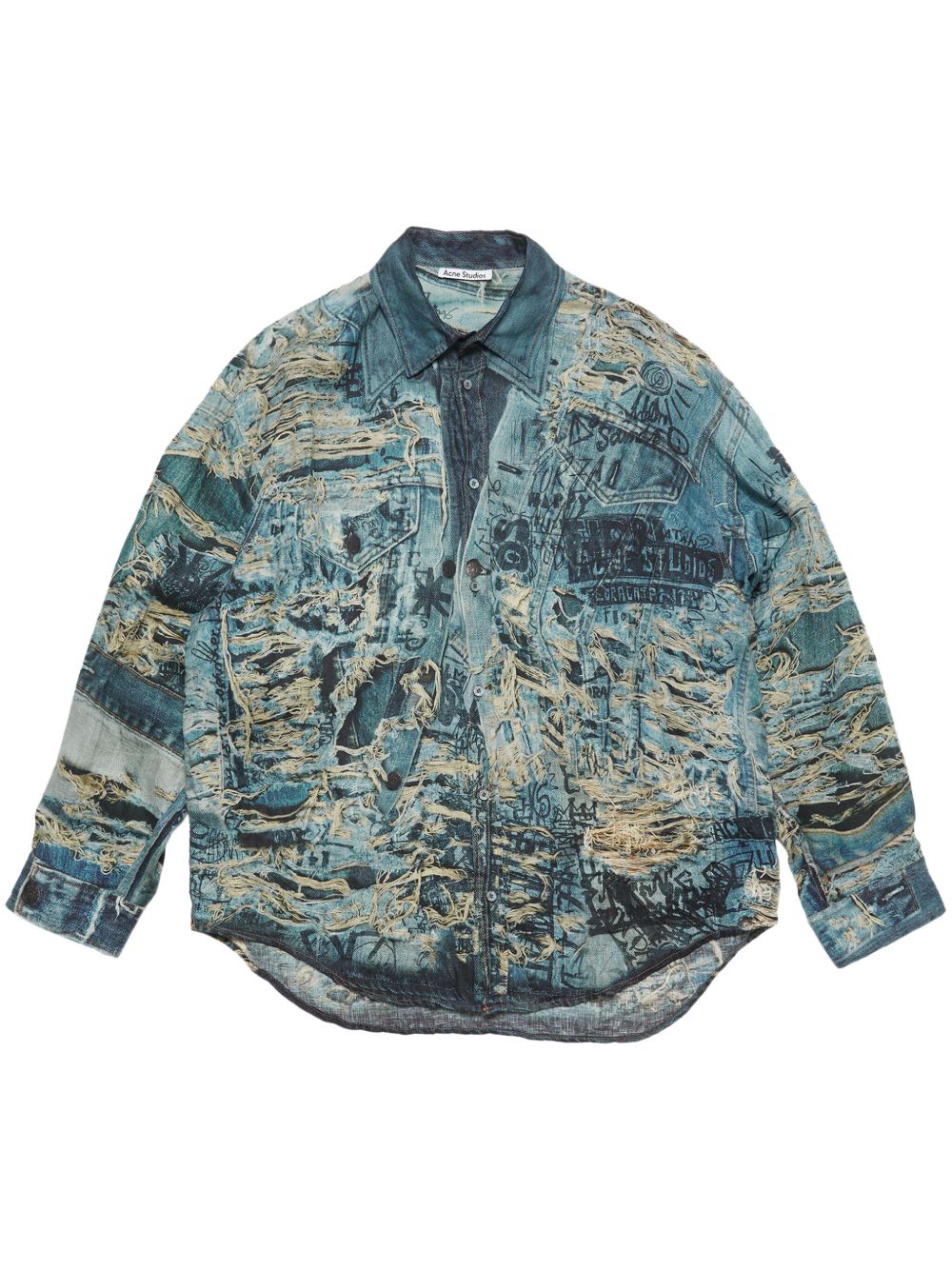 Acne Studios Printed Denim Shirt Blue