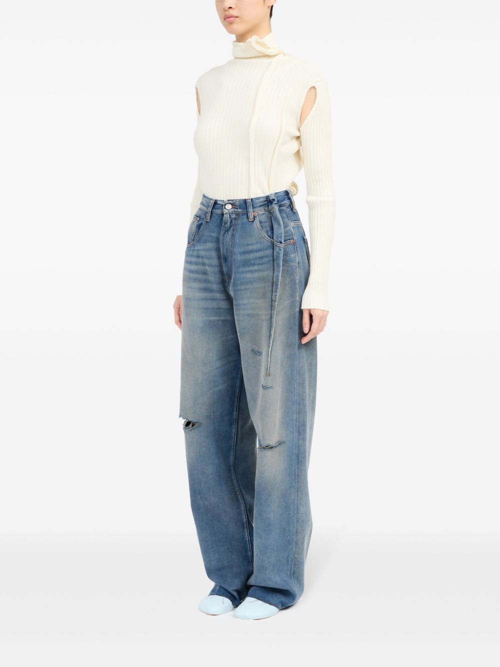 MM6 Maison Margiela Distressed Finish Jeans Clear Blue