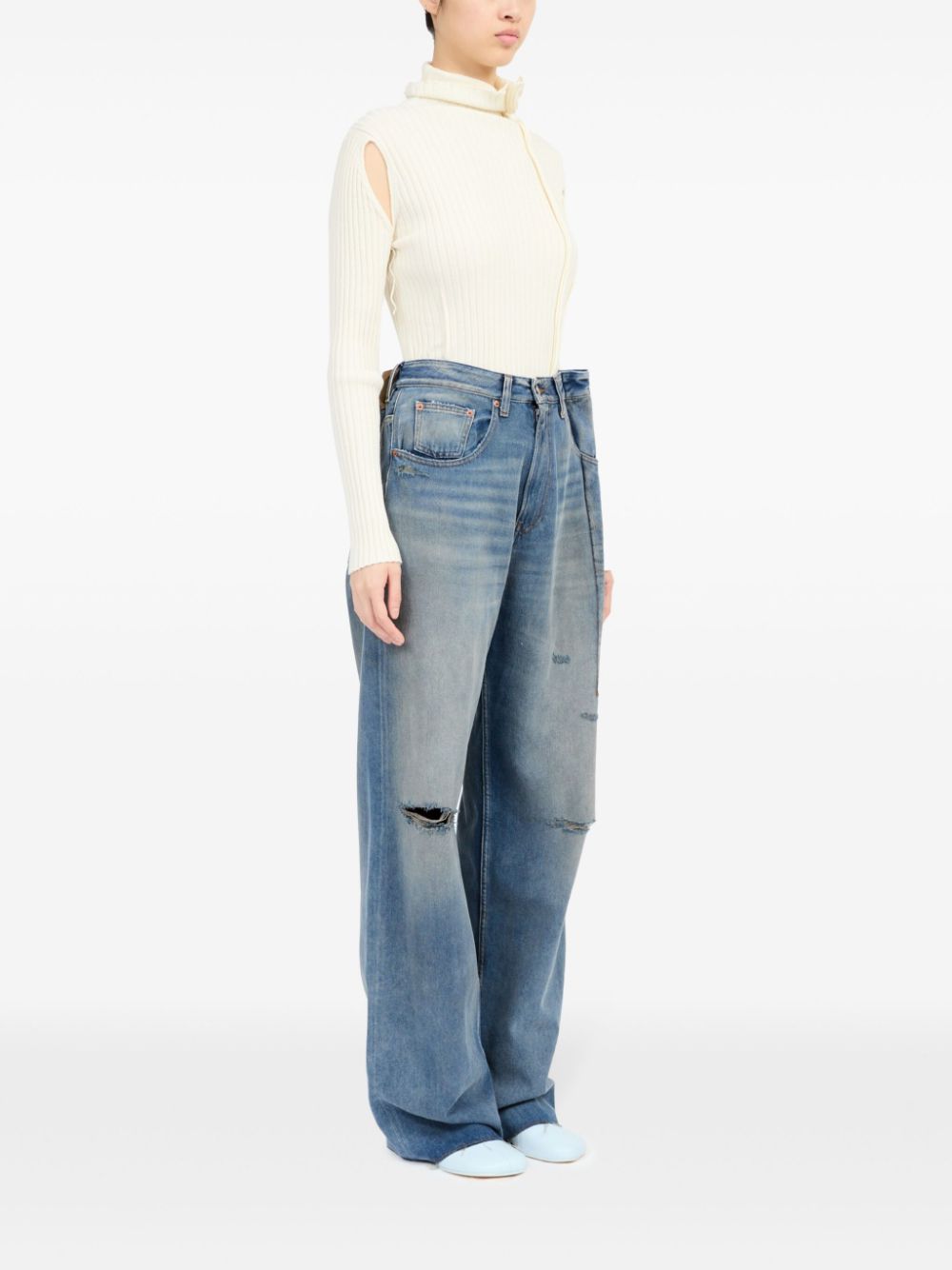 MM6 Maison Margiela Distressed Finish Jeans Clear Blue