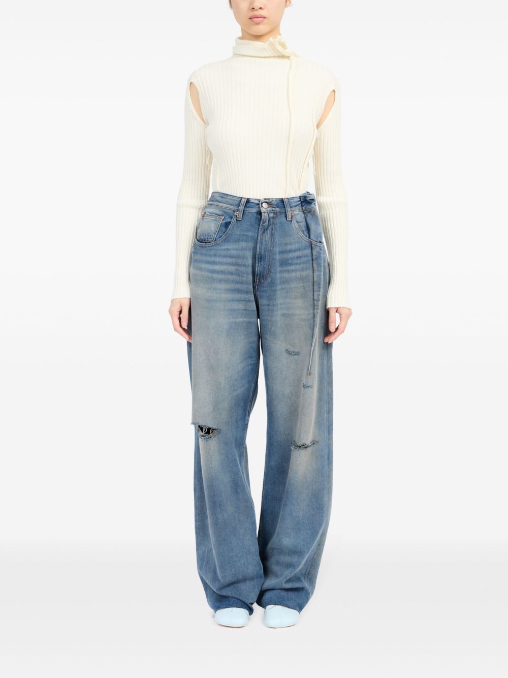 MM6 Maison Margiela Distressed Finish Jeans Clear Blue