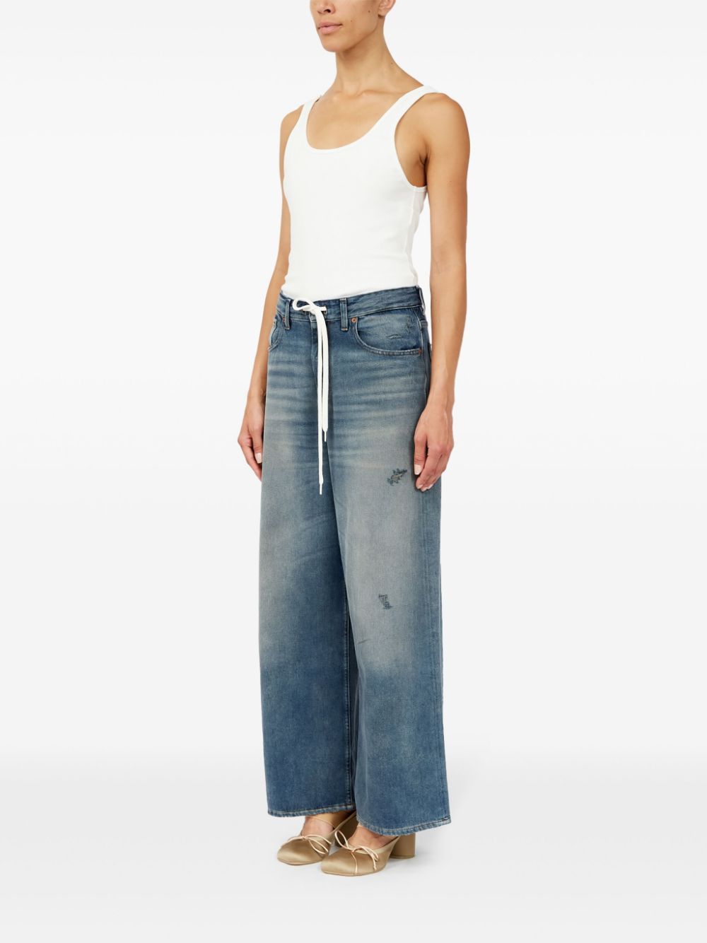 MM6 Maison Margiela Drawstring Waist Jeans Clear Blue