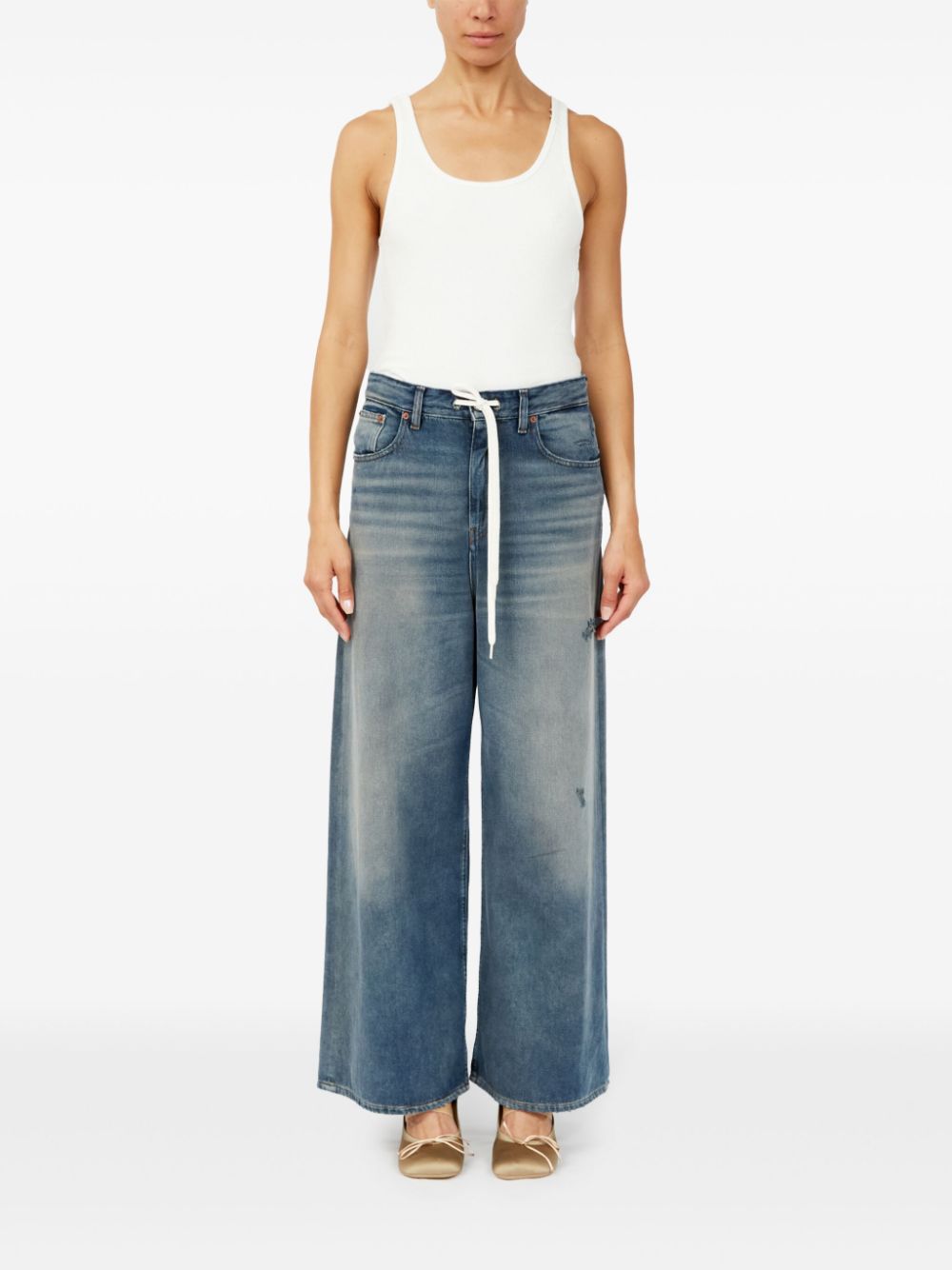 MM6 Maison Margiela Drawstring Waist Jeans Clear Blue