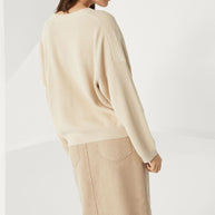 Brunello Cucinelli Ribbed V-neck Top In Beige
