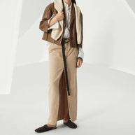 Brunello Cucinelli Ribbed V-neck Top In Beige