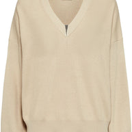 Brunello Cucinelli Ribbed V-neck Top In Beige