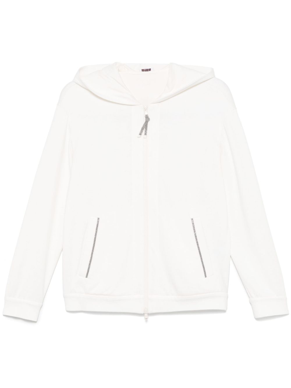 Brunello Cucinelli Full ZIp Hooded Sweatshirt White