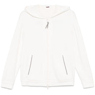 Brunello Cucinelli Full ZIp Hooded Sweatshirt In White
