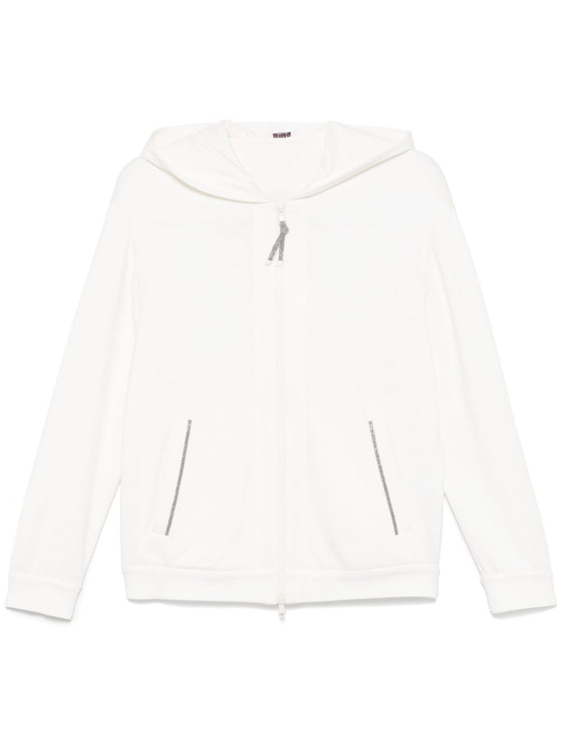 Brunello Cucinelli Full ZIp Hooded Sweatshirt In White