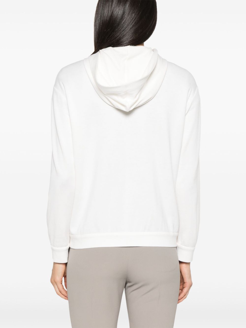 Brunello Cucinelli Full ZIp Hooded Sweatshirt White