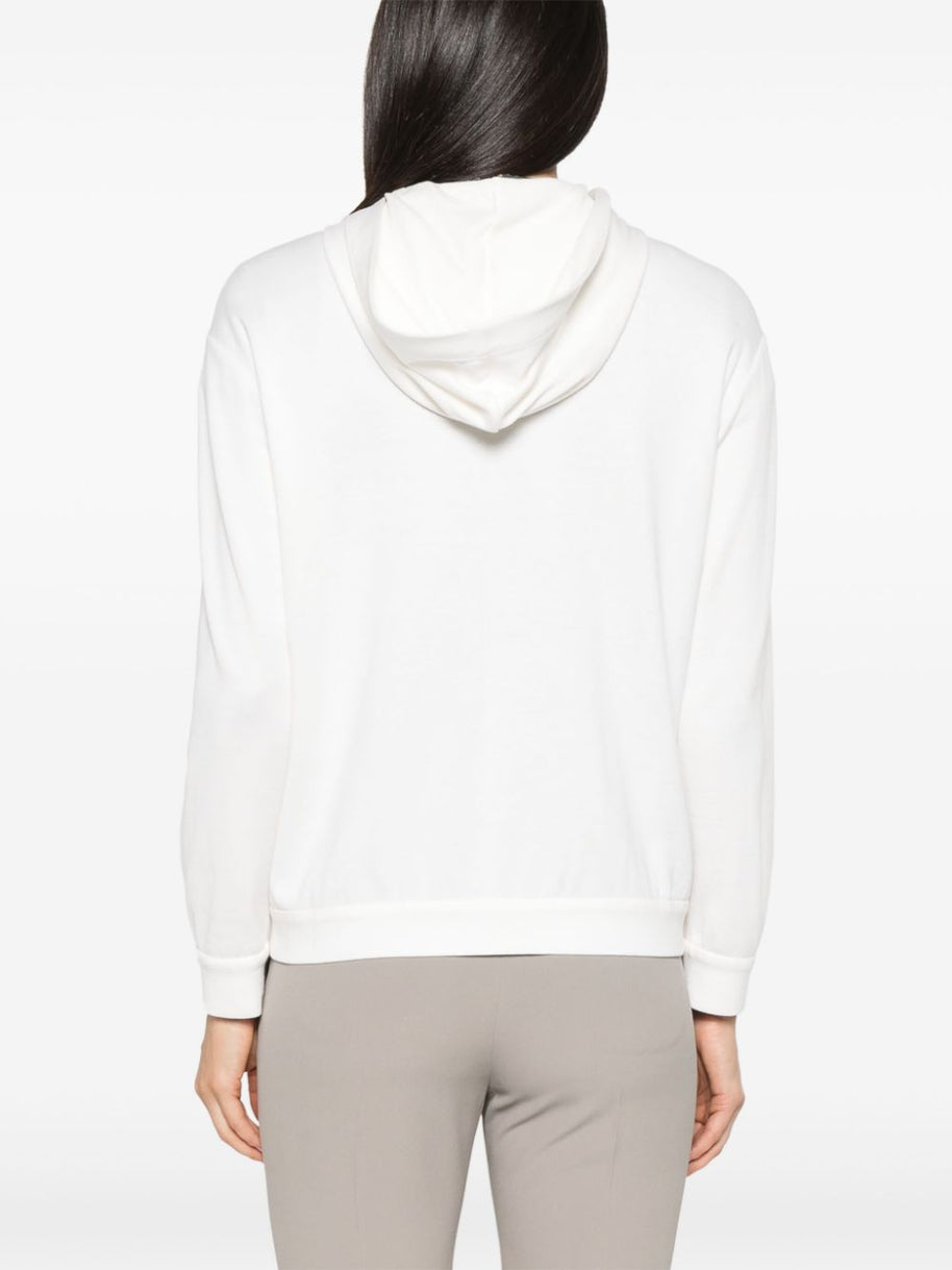 Brunello Cucinelli Full ZIp Hooded Sweatshirt In White