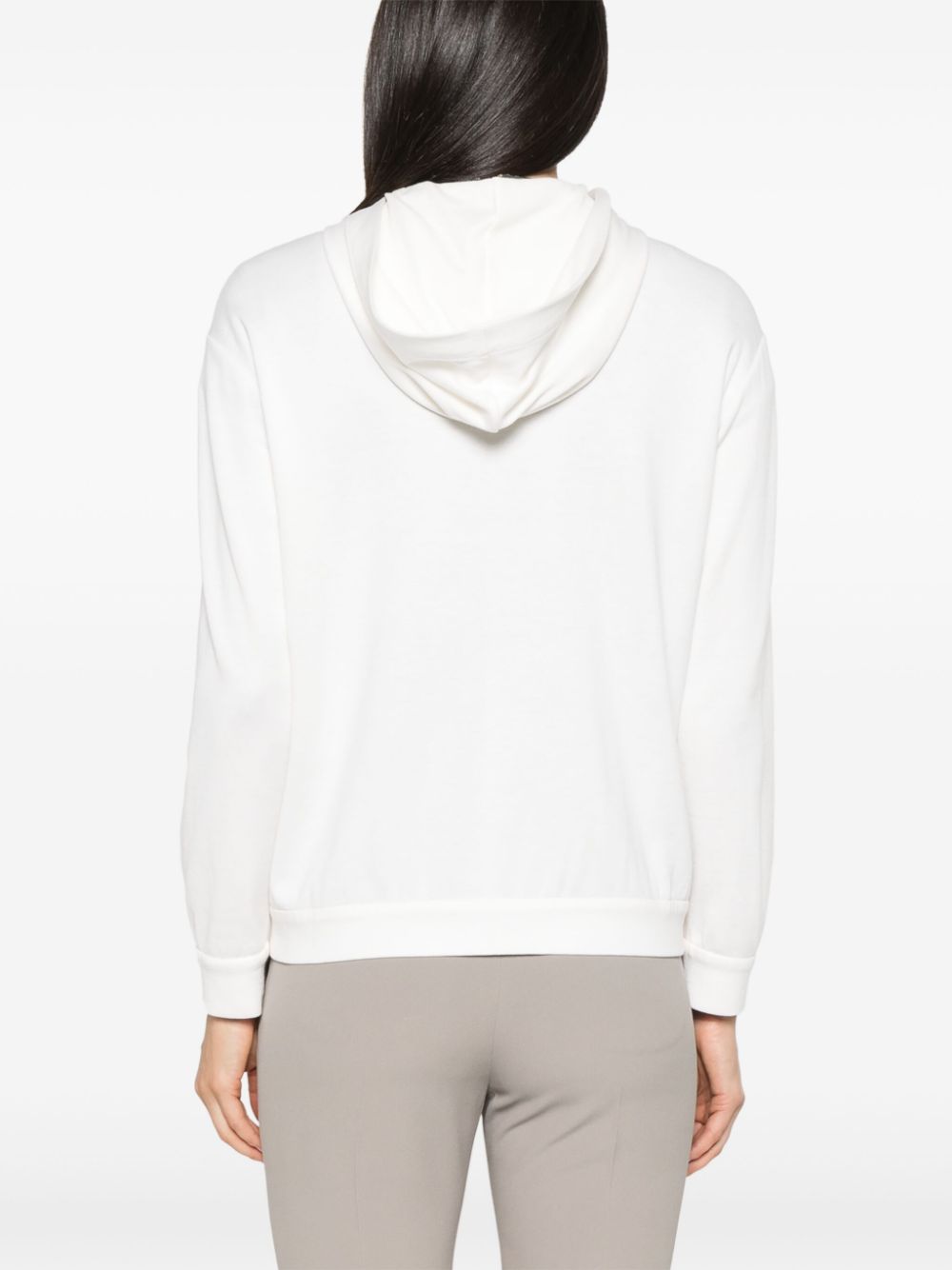 Brunello Cucinelli Full ZIp Hooded Sweatshirt In White