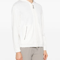 Brunello Cucinelli Full ZIp Hooded Sweatshirt In White